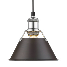 Golden 3306-S CH-RBZ - Yep by Golden Lighting Orwell 1-light 8in Pendant in Chrome and Rubbed Bronze shade